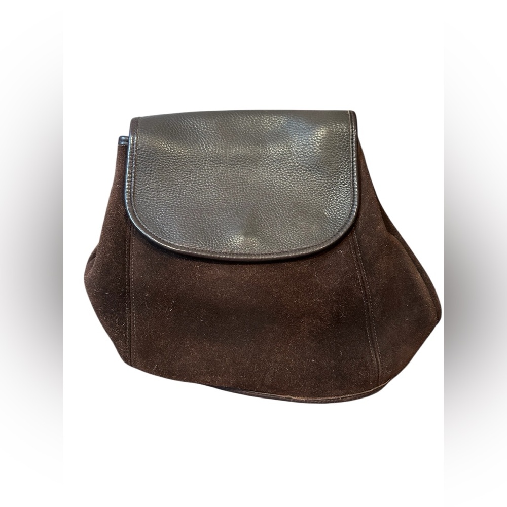 Vintage Coach Leather & Suede Backpack Purse – Dark Brown
